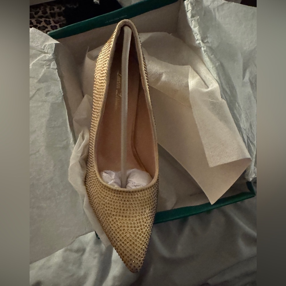 Lauren Lorraine Gold Studded Heels